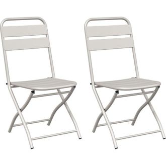 vidaXL Silla Plegable Para Jard&iacute;n 2 Pcs Beige 55 X 56.5 X 91cm Acero Vidaxl