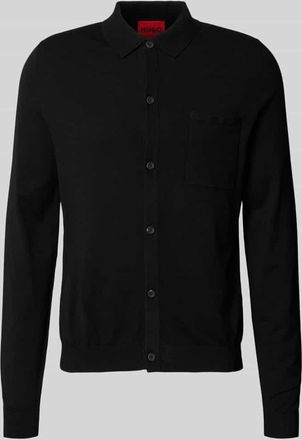 HUGO BOSS Regular Fit Strickjacke aus Viskose-Mix Modell SAN JORDAN-CV in Black, Größe XXL
