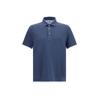 Brunello Cucinelli Blue Cotton Polo Mens Shirt