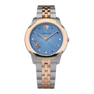 Versace Audrey 38 mm Horloge - Dames - Horloges - Blauw - ONE Size - Accessoires