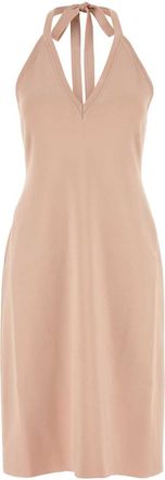 Ferragamo Womens Pink Stretch Viscose Blend Dress - Beige - Size Medium