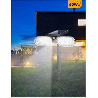Trade Shop Trade Shop Traesio - Trade Shop - Faretto Doppio A Led Snodabile Ricaricabile Pannello Solare Picchetto Yh0518-pir
