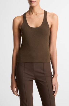 Vince Scoop Neck Tank in Dark Bark at Nordstrom, Size Xx-Small