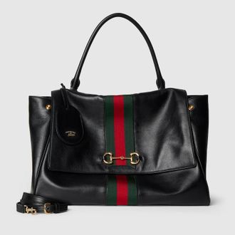 Gucci Paparazzo Large Top Handle Bag, Black, Leather