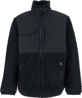 Polo Ralph Lauren Black Jacket With Mock Neck And Tonal Pony Embroidery On The Front In Tech Fabric And Ecofur Man