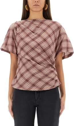 Isabel Marant Neyala Asymmetrical Plaid Top