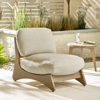 Furniturebox Iko Solid Wood & Cream Outdoor Indoor Accent Chair