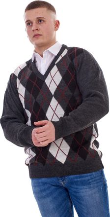 Generic Mens Argyle Jumpers V Neck Classic Knitted Long Sleeve Tank Top Sweater