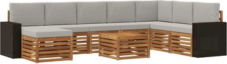 vidaXL Conjunto De Sof&aacute;s De Exterior 9 Uds. Natural Y Gris Claro Vidaxl