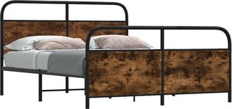 vidaXL Vidaxl - Estructura De Cama Sin Colch&oacute;n Metal Roble Ahumado 193x203 Cm