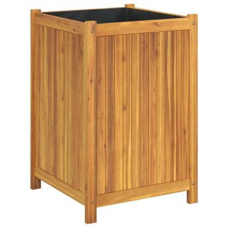 vidaXL Jardinera Con Forro Madera Maciza De Acacia 50x50x75 Cm Vidaxl