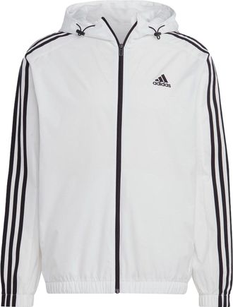 adidas Essentials 3-Stripes Woven Windbreaker White Black IB0386