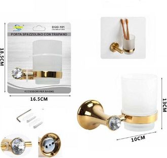 Trade Shop Trade Shop - Bicchiere Supporto Bagno Porta Spazzolino Denti Muro Casa Dorato Oro Dgo-101