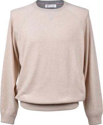 Brunello Cucinelli Sand Cashmere Crew Neck Sweater, Brand Size 58 (US Size 48)