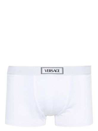 Versace Stivali con logo jacquard - Bianco