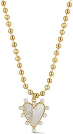 Glaze Jewelry Faux Pearl Heart Pendant Necklace in Gold at Nordstrom Rack