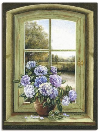 Artland Wandbild »Hortensien am Fenster« Arrangements 1 Stk. tlg. als Alubild, Outdoorbild, Leinwandbild, Poster, Wandaufkleber