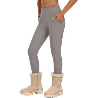 Generic Fleece Lined Leggings for Women UK Tummy Control High Waisted Thermal Bottoms Ladies Thick Leggings Yoga Pants Warm Winter Clothing (UK, Alpha, L, Reg