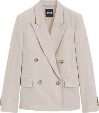BOSS Melange Wool Flannel Double-Breasted Blazer