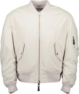 Givenchy Beige Katoenen Bomberjack met Ribboord - Heren - Bomber jackets - Wit - L - Katoen - Jassen