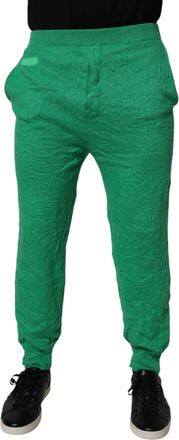 Dsquared2 Green Cotton Elastic Waist Men Casual Mens Pants