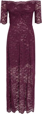 Paco Rabanne Off-the-shoulder Lace Maxi Dress - Purple - 38 (UK10 / S)