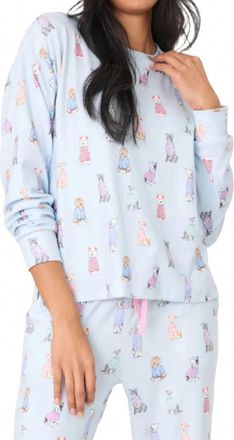 PJ Salvage Doggone Cold Long Sleeve Top In Blue Haze