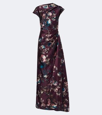 Erdem Vestido de fiesta de sat&eacute;n floral drapeado