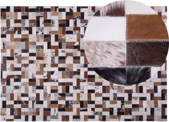 Beliani Beliani - Alfombra De Piel De Vacuno Marr&oacute;n Y Beige 160 X 230 Cm Rectangular Patchwork Hecha A Mano Cesme