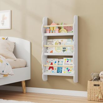 Woltu Kids Librer&iacute;a Infantil Pared Estanter&iacute;a Frontal De Madera Organizador Peque&ntilde;o De Libros Blanco - Woltu