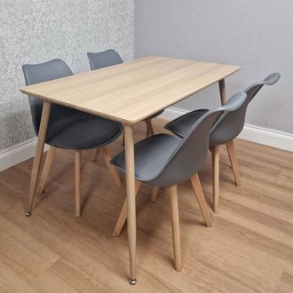 Kosy Koala Dining Table Set With 4 grey Tulip Chairs Home Kitchen Dining Furnitur in Beige | Size: 120 cm x 70 cm