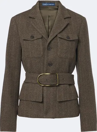 Polo Ralph Lauren Belted herringbone wool-blend tweed jacket
