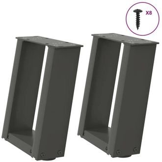 vidaXL Vidaxl - Patas Para Mesa De Centro En Forma De U (2 Unidades), Antracita, 30 X (30-31) Cm, Acero