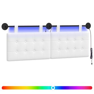vidaXL Cabecero Colgante Con Luz Led Blanco Tela Vidaxl