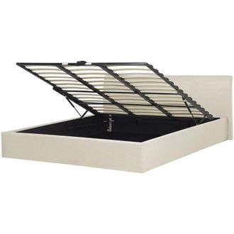 Beliani Ottoman Bed Fabric ORBEY 180 x 200 cm (EU Super King) Light Beige