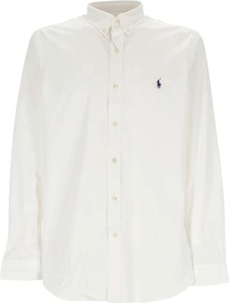 Polo Ralph Lauren Katoenen overhemd met blauwe ponyborduursel - Heren - Zakelijke Overhemden - Wit - L - Katoen - Overhemden