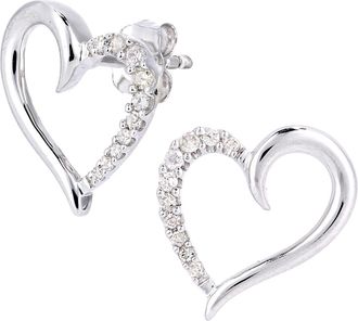 Diamant L'&eacute;ternel Womens 9ct White Gold Diamond Heart Design Earrings - One Size