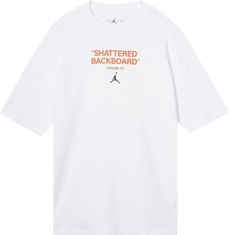 Nike Jordan Mens Air Jordan Alphabet Pattern Round Neck Short Sleeve White T-Shirt DV9727-100