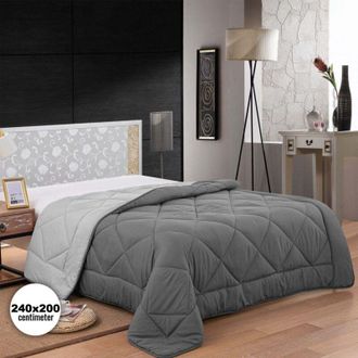 Herzberg Herzberg Hg-2420bco: Edred&oacute;n De Microfibra Bicolor - 240x200cm Gris