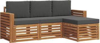 vidaXL Conjunto De Sof&aacute;s De Exterior 4 Uds. Natural Y Antracita Vidaxl