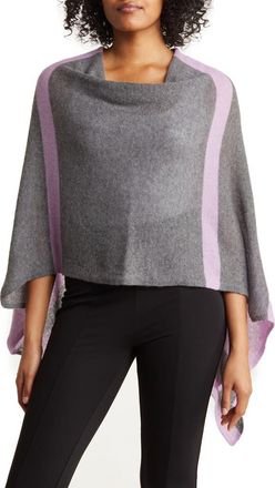 Portolano Striped Cowl Neck Poncho in Medium Grey/Orchid at Nordstrom Rack