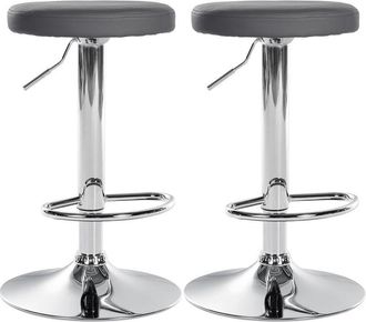 Clp Set de 2 taburetes de bar Ponte en polipiel Gris Metal cromado