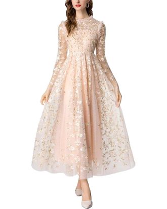 Burryco Burryco Pink Embellished Maxi Dress