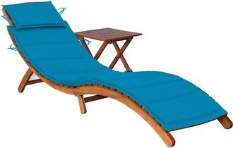 vidaXL Tumbona De Jard&iacute;n Con Mesa Y Coj&iacute;n Madera Maciza De Acacia Vidaxl