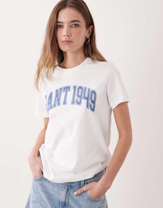 GANT T-shirt bianca con grafica stile college-Bianco