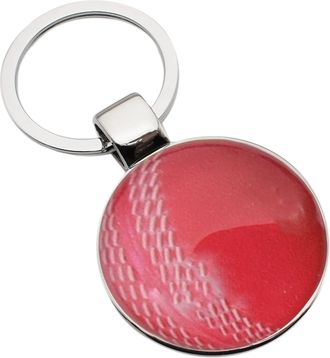Generic Personalised Engraved with a Cricket Ball Design Silver Round Keyring Presented in a Gift Bag