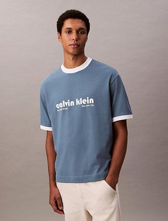 Calvin Klein Logo Graphic Relaxed Ringer T-Shirt