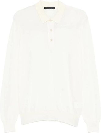 Tagliatore Zeno Gebreide Polo - Heren - Ronde hals truien - Wit - 2XL - Wol - Truien & Vesten
