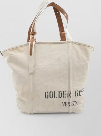 Golden Goose golden logo canvas tote bag