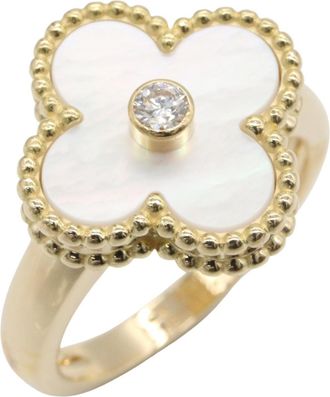 Van Cleef & Arpels Gold Clear White Yellow Gold (18K) Band Ring (Pre-Owned)